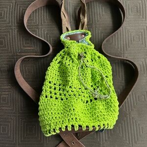 Handmade Lime Green Crochet Backpack